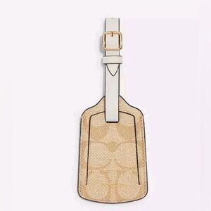 COACH Luggage Tag in Signature Canvas $78  Gold Light Khaki Chalk NWT